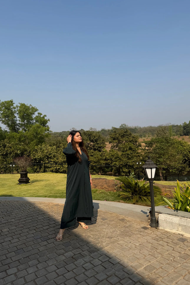 Bottle Green Subtle Stripes Co-Ord Set