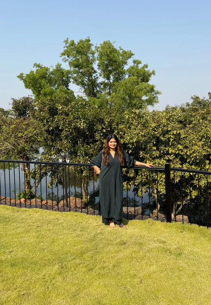 Bottle Green Subtle Stripes Co-Ord Set