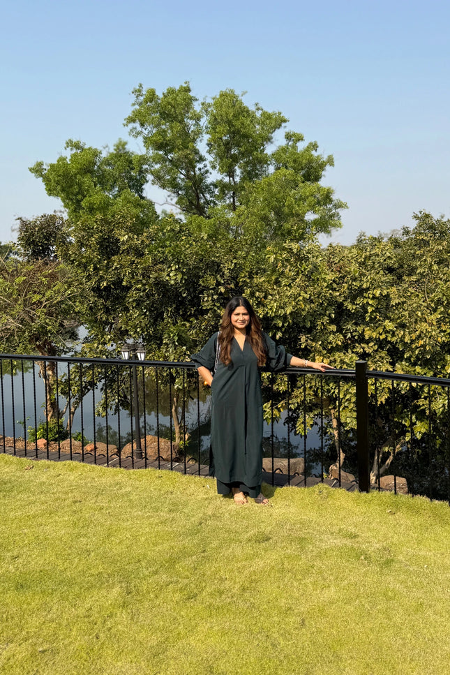 Bottle Green Subtle Stripes Co-Ord Set