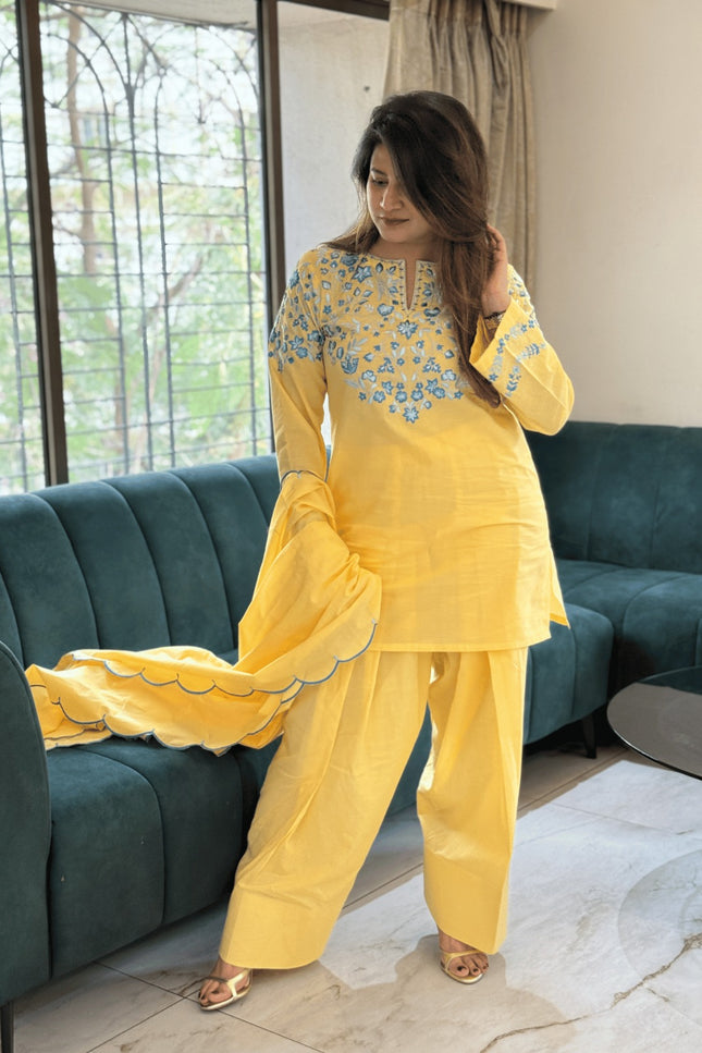Sunshine Yellow Embroidered Kurta Set