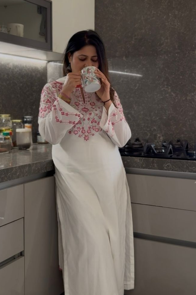 White Blossom Kurta Set