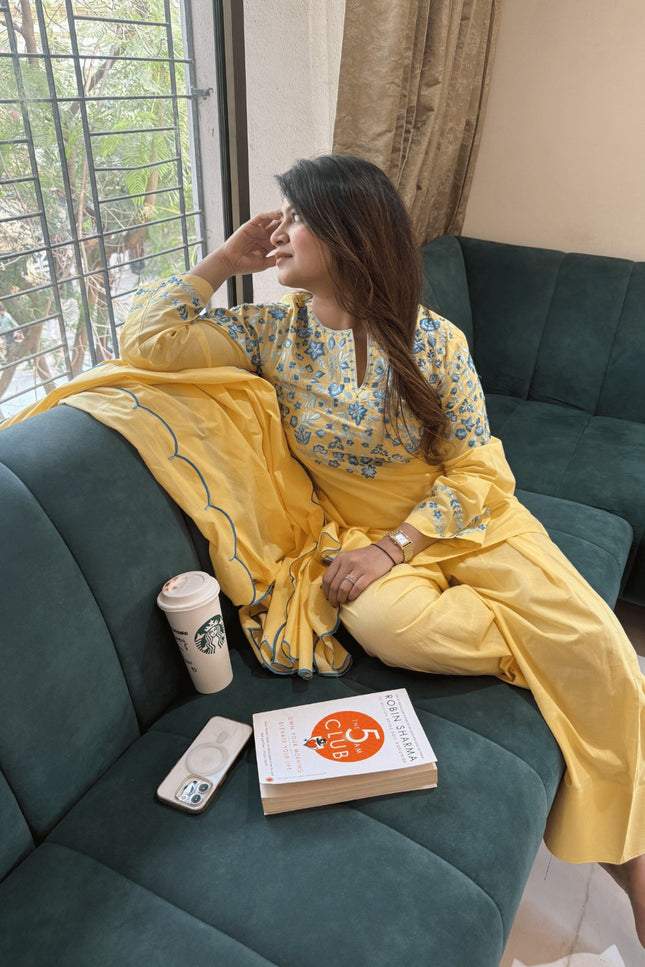Sunshine Yellow Embroidered Kurta Set