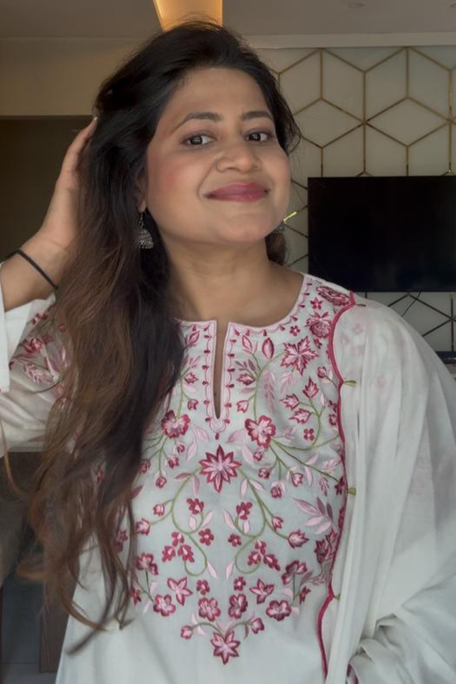 White Blossom Kurta Set