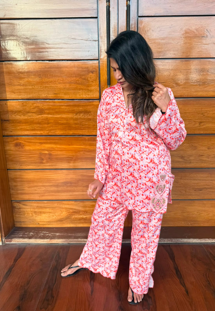 Coral Bloom Printed Co-Ord Set