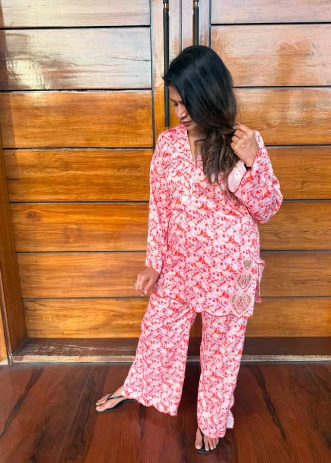 Coral Bloom Printed Co-Ord Set