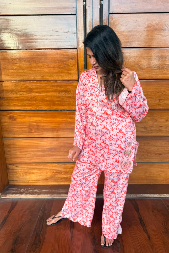 Coral Bloom Printed Co-Ord Set