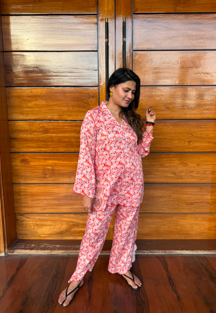 Coral Bloom Printed Co-Ord Set
