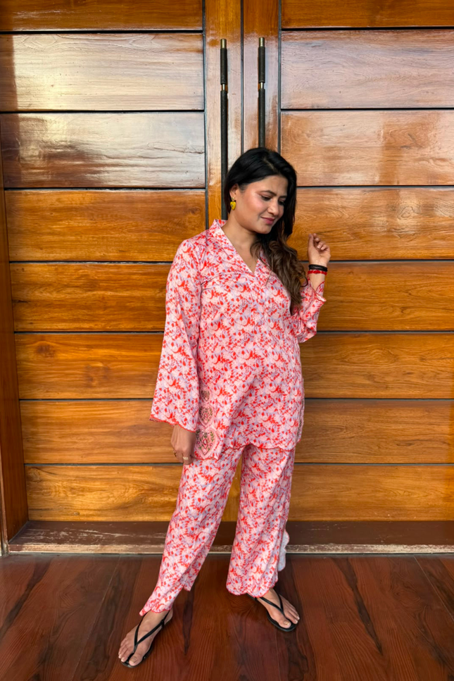 Coral Bloom Printed Co-Ord Set