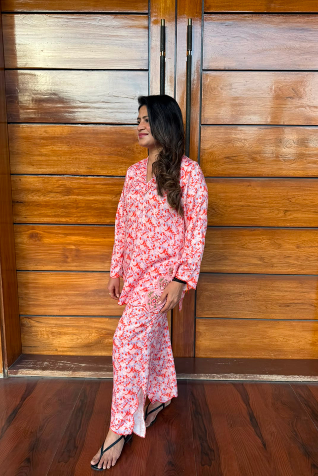 Coral Bloom Printed Co-Ord Set