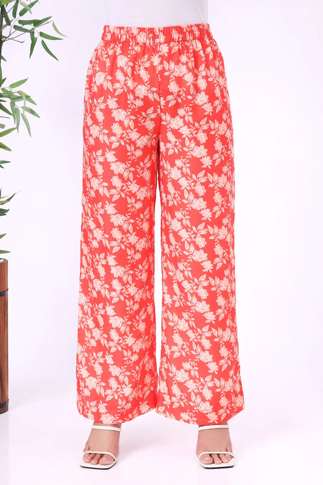 Orange Floral Printed Kurta Set with Lace Detailing