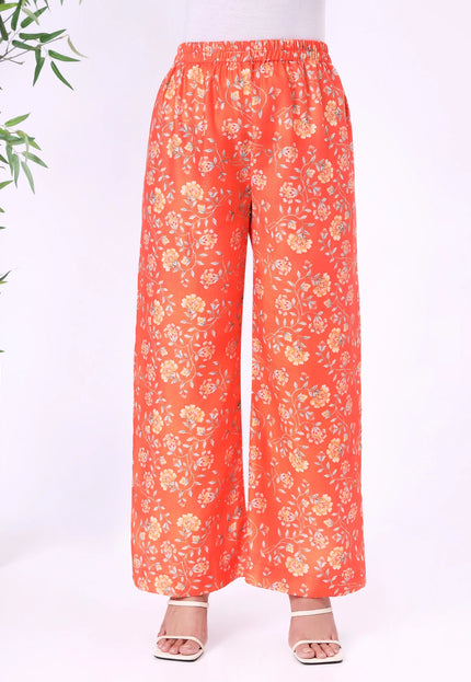 Orange Floral Printed Kurta Set with Lace Details II