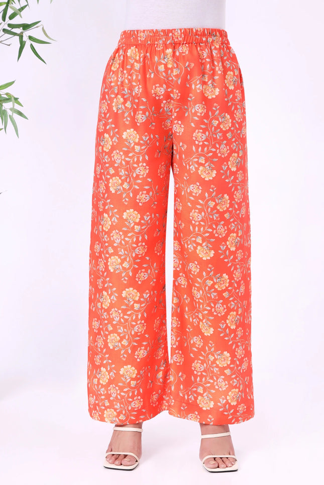 Orange Floral Printed Kurta Set with Lace Details II
