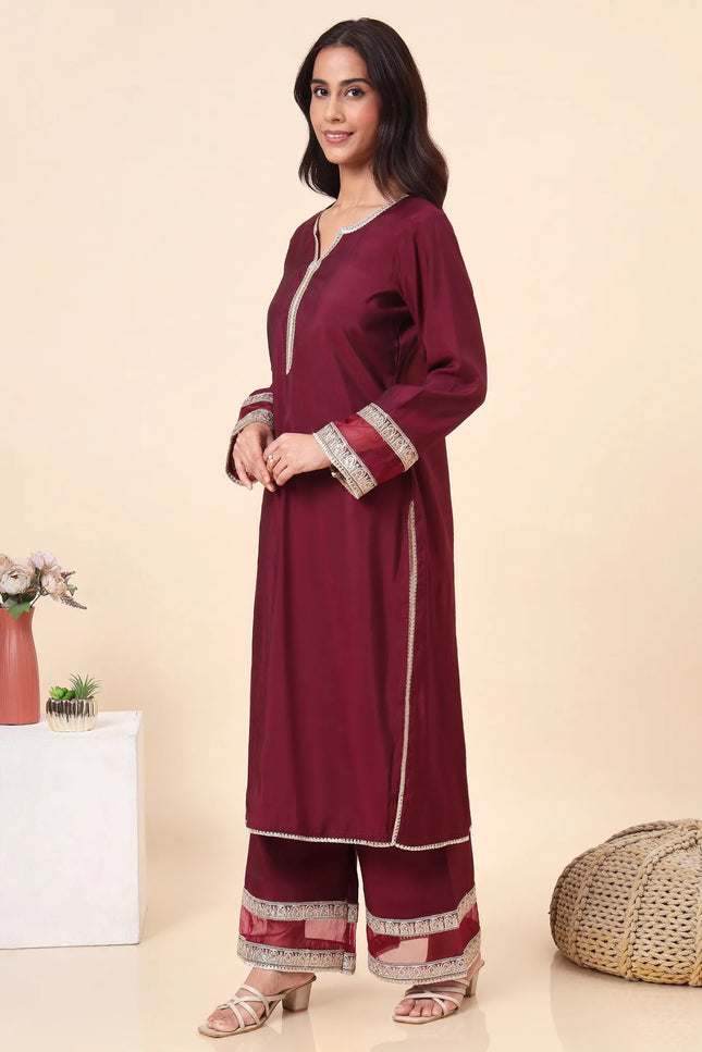 Deep wine kurta set