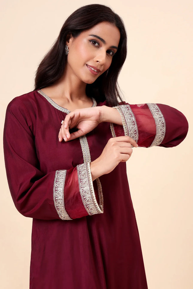 Deep wine kurta set