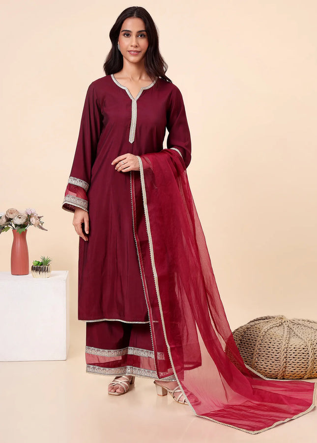 Deep wine kurta set