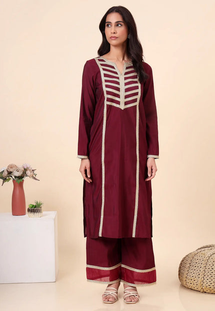 Wine Everyday Wear Kurta Set