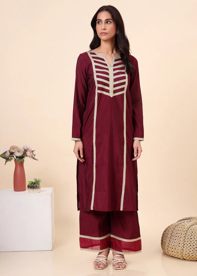 Wine Everyday Wear Kurta Set