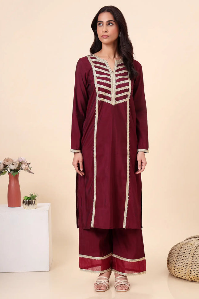 Wine Everyday Wear Kurta Set