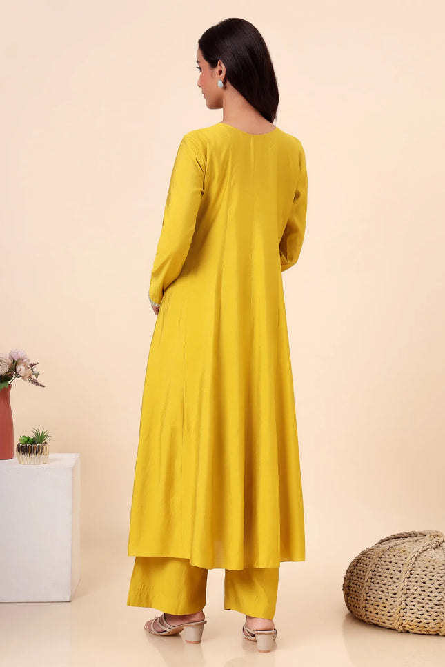 Lime Green Embellished Kurta Set with Organza Dupatta