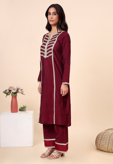 Wine Everyday Wear Kurta Set
