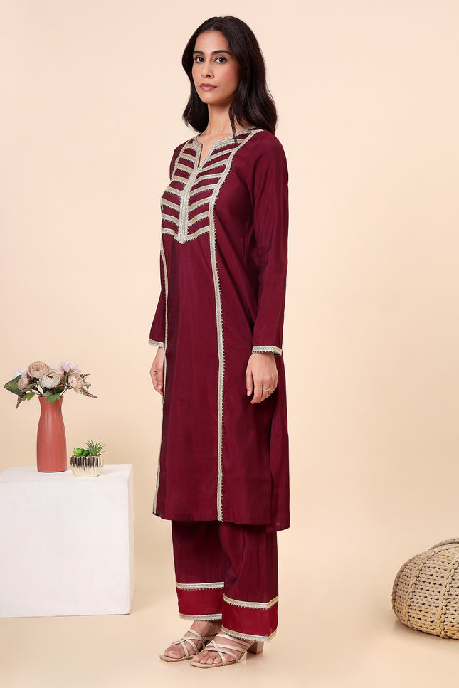 Wine Everyday Wear Kurta Set