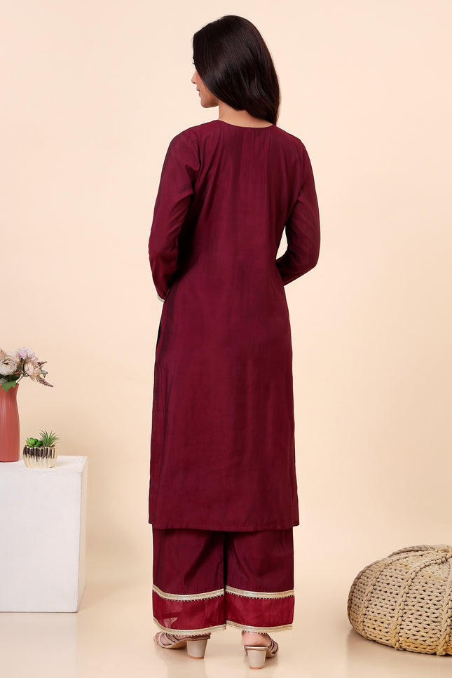 Wine Everyday Wear Kurta Set
