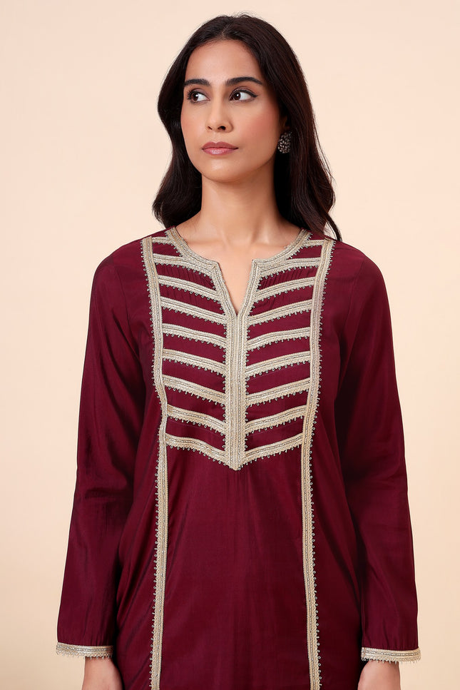 Wine Everyday Wear Kurta Set